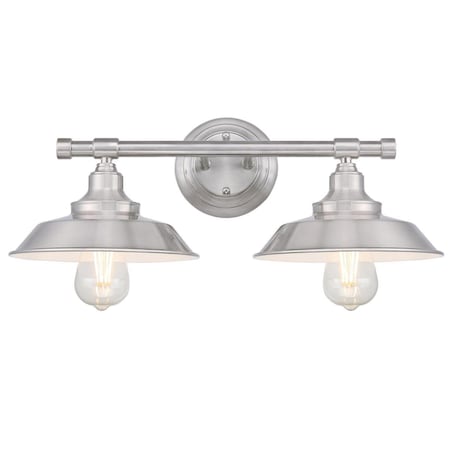 Westinghouse Fixture Wall 60W 2-Light Iron Hill 12In, Brushed Nickel Shades 6110300